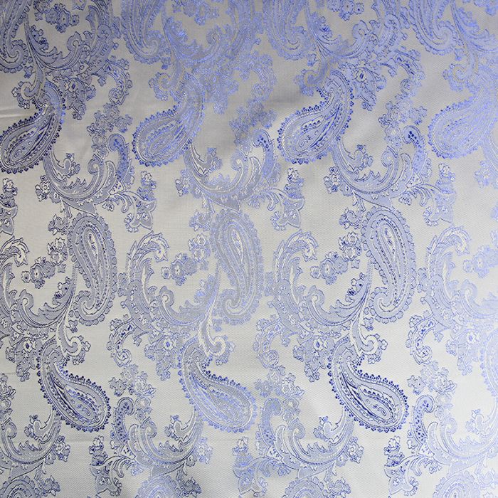 Paisley Poly Viscose Jacquard Fabric 23 Blue Silver 146cm - Abakhan