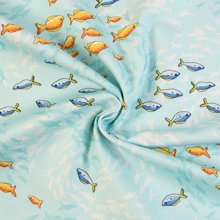 The Crafty Lass Sea In Colour Shoal 100% Cotton Fabric, FREE Delivery  Available