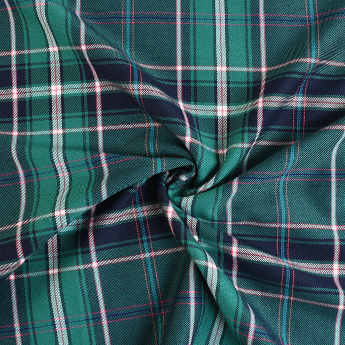 Tartan Polyester Viscose Spandex Fabric Blue Green 145cm - Abakhan