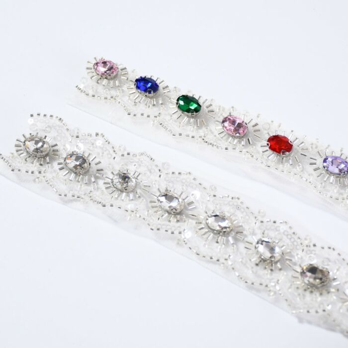 Abakhan Sequin and Beaded Rhinestone Trim 80mm x 50cm main product photo