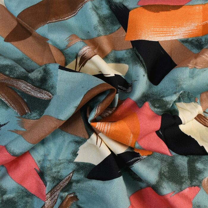 Brushstroke 100% Viscose Fabric Blue 140cm - 15 Metre Roll main product photo