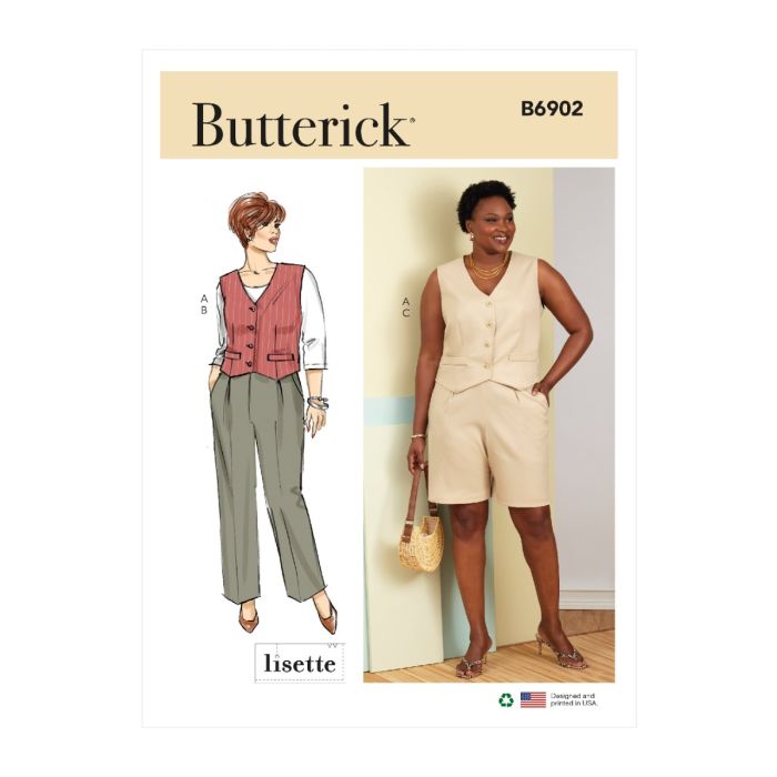 Butterick Sewing Pattern 6902 (W2) Womens Vest Pants & Shorts, FREE  Delivery Available