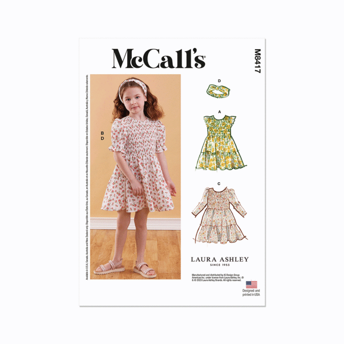 McCalls Sewing Pattern 8417 (A), Childrens Dress by Laura Ashley