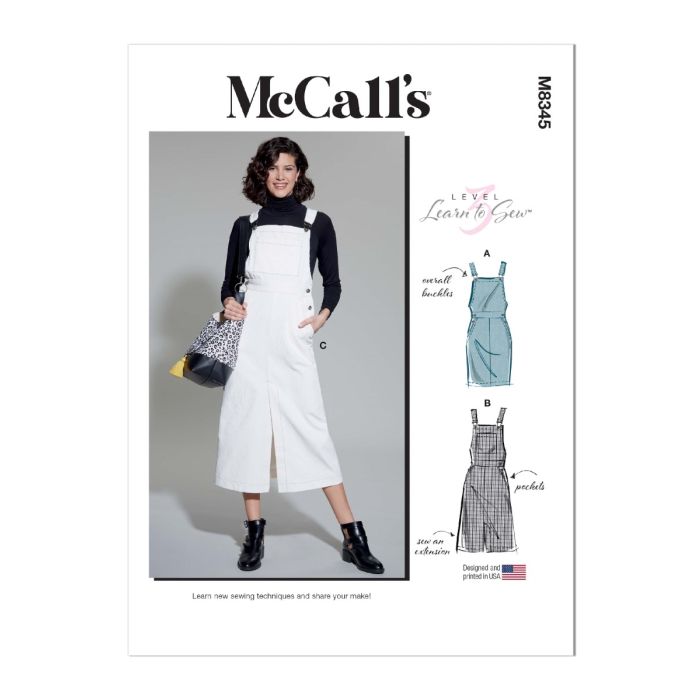 McCalls Sewing Pattern 8345 (E5) - Misses Skirt Overalls