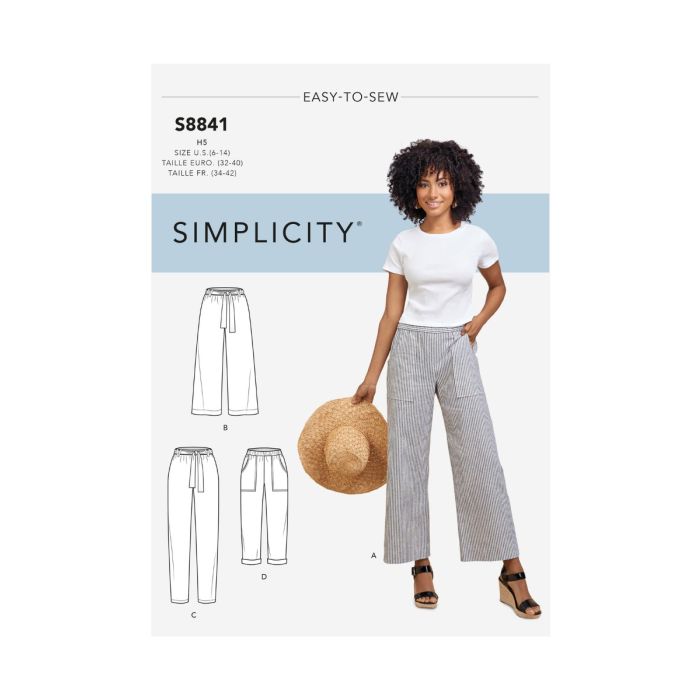 Simplicity Sewing Pattern S8841 (R5) Easy To Sew Trousers 14-22 - Abakhan