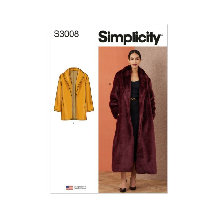 Simplicity Sewing Pattern 3008 (Y5) Misses Coat In Two Lengths 18-26 main product photo