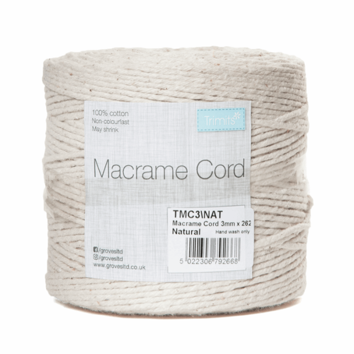 Reel of Macrame Cotton Cord Natural 3mm x 262m - Fabric Zone