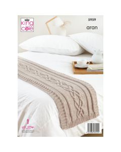 Knitting Pattern Blanket Floor Cushion Bed Runner in King Cole Wool Aran 5959 