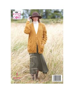 Knitting Pattern Cardigan and Waistcoat in King Cole Wool Aran 5962 