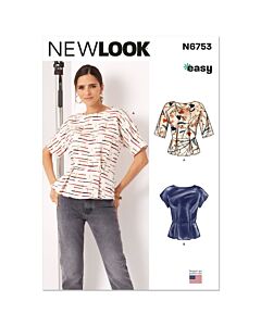 New Look Sewing Pattern 6753 Misses' Top With Sleeve Variations  6-16