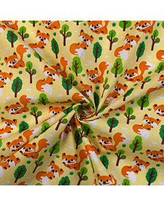 Foxes Polycotton Fabric Cream 110cm