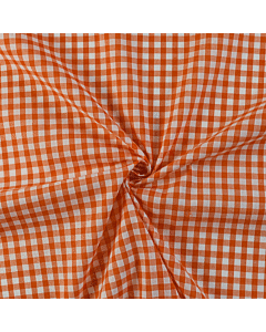 0.25 Inch Gingham Polyester Cotton Fabric Orange 112cm