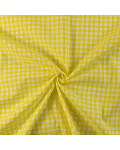 0.25 Inch Gingham Polyester Cotton Fabric Yellow 112cm