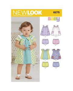 New Look Sewing Pattern Babies' Dress and Panties 6275A NB-S-M-L
