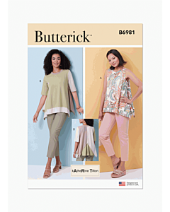 Butterick Sewing Pattern 6981 (A) Misses' Tops by Katherine Tilton  XS-S-M-L-XL-XXL
