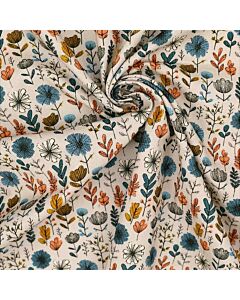 Wildflower Scatter Needlecord Fabric Beige 112cm