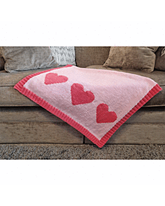 Heart Blanket Knitting Pattern Kit by Jenny Watson in West Yorkshire Spinners Bo Peep DK
