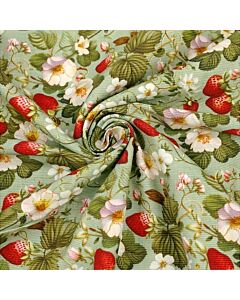 Strawberry Fields Needlecord Fabric Green 112cm