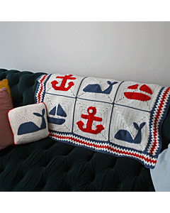 Nautical Blanket & Cushion Set Crochet by Zoe Potrac in WoolBox Imagine Classic