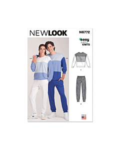 New Look Sewing Pattern 6772 Unisex Knit Top and Pants  S-M-L-XL-XXL