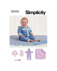 Simplicity Sewing Pattern 9459 (A) - Babies Bodysuit, Pants & Blanket XXS-L