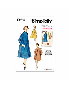 Simplicity Sewing Pattern 9847 (K5) Misses' Coat in Three Lengths  8-10-12-14-16