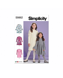 Simplicity Sewing Pattern 9862 (HH) Children's and Girls' Knit Dresses  3-4-5-6
