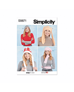 Simplicity Sewing Pattern 9871 (A) Knit Hats and Arm Warmers  S-M-L
