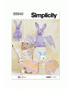 Simplicity Sewing Pattern 9940 (OS) Plush Bat Moth and Flying Squirrel  OS
