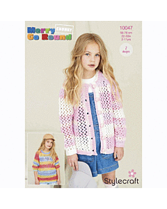 Stylecraft Merry Go Round Chunky Kids Cardigan 10047 Knitting Pattern PDF  