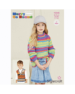 Stylecraft Merry Go Round Chunky Kids Sweater 10045 Knitting Pattern PDF  