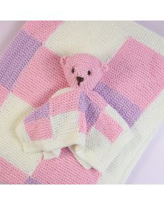 Knitted Gingham Blanket & Snuggly Kit WoolBox Imagine Lullaby Baby DK Kit