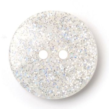Milward Carded Buttons Round Glitter White 17mm Pack of 3