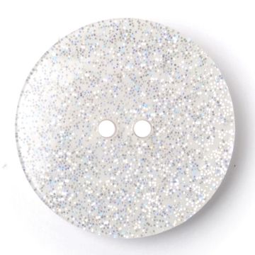 Milward Carded Buttons Round Glitter White 22mm Pack of 2