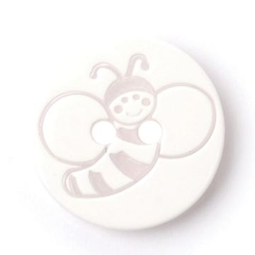 Milward Carded Buttons Round Bee White 15mm Pack of 5