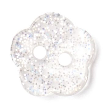 Milward Carded Buttons Glitter Flower Clear 11mm Pack of 6