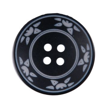 Milward Carded Buttons Round Leaf Pattern Black 25mm Pack of 2