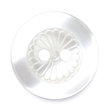 Milward Carded Buttons Round Flower Pattern White 16mm Pack of 4