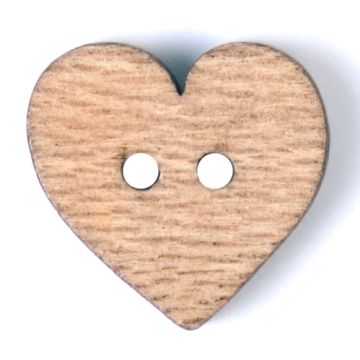 Milward Carded Buttons Heart Wooden Beige 15mm Pack of 3