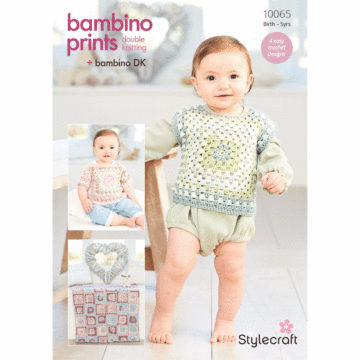 Stylecraft Bambino Prints DK Babies Tops &Blankets 10065 Crochet Pattern PDF  