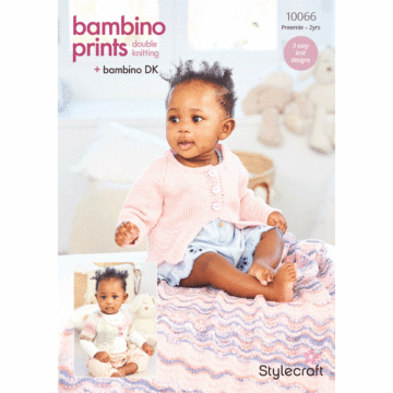 Stylecraft Bambino Prints DK Babies Cardi&Blanket 10066 Knitting Pattern PDF  