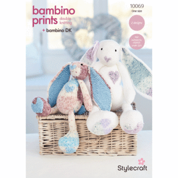 Stylecraft Bambino Prints DK Dolly & Polly Rabbit 10069 Knitting Pattern PDF  