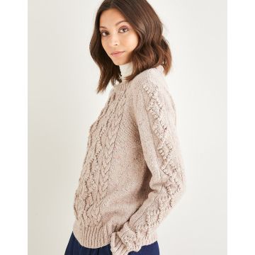 Sirdar Haworth Tweed Womens Crew Neck Cable Sweater 10146 81-137cm 32-54 - Downloadable