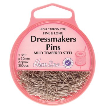 Hemline Dressmakers Pins Nickel 30mm