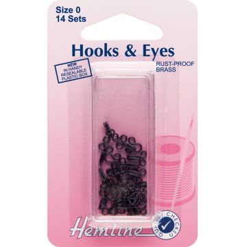 Hemline Hook and Eyes Black Size 0