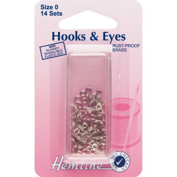 Hemline Hook and Eyes Nickel Size 0