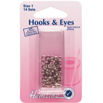 Hemline Hook and Eyes Nickel Size 1