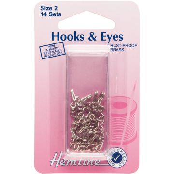 Hemline Hook and Eyes Nickel Size 2