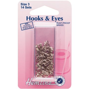 Hemline Hook and Eyes Nickel Size 3