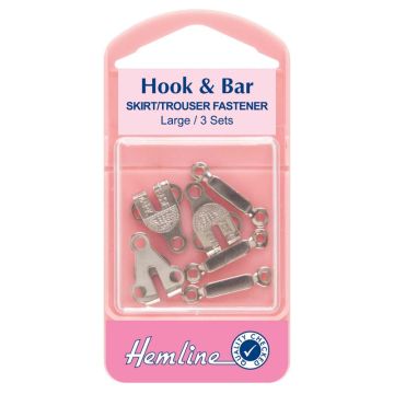 Hemline Hook and Bar Fasteners Nickel Large